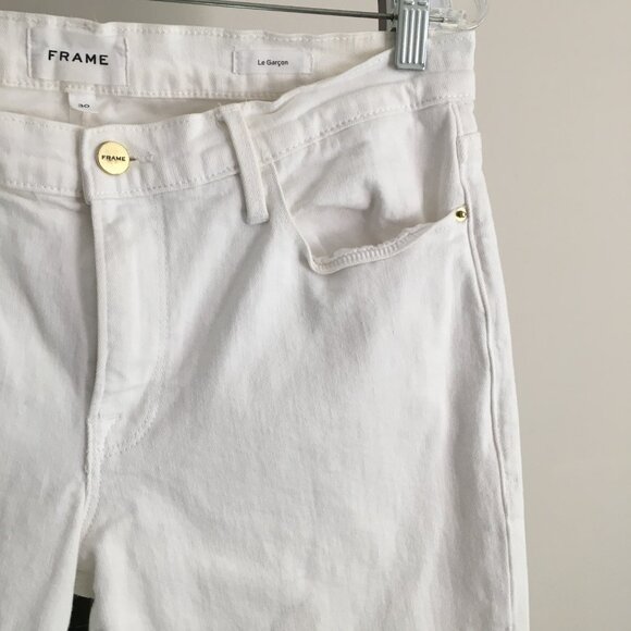 FRAME Denim Le Garcon Blanc 5 Pocket Logo Hardware Jeans - Picture 8 of 15